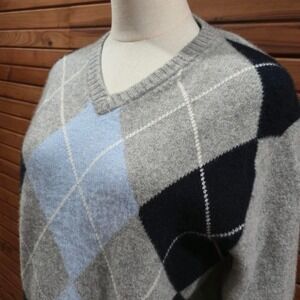 Preppy Mens Size M argyle cashmere sweater old money heritage office casual
